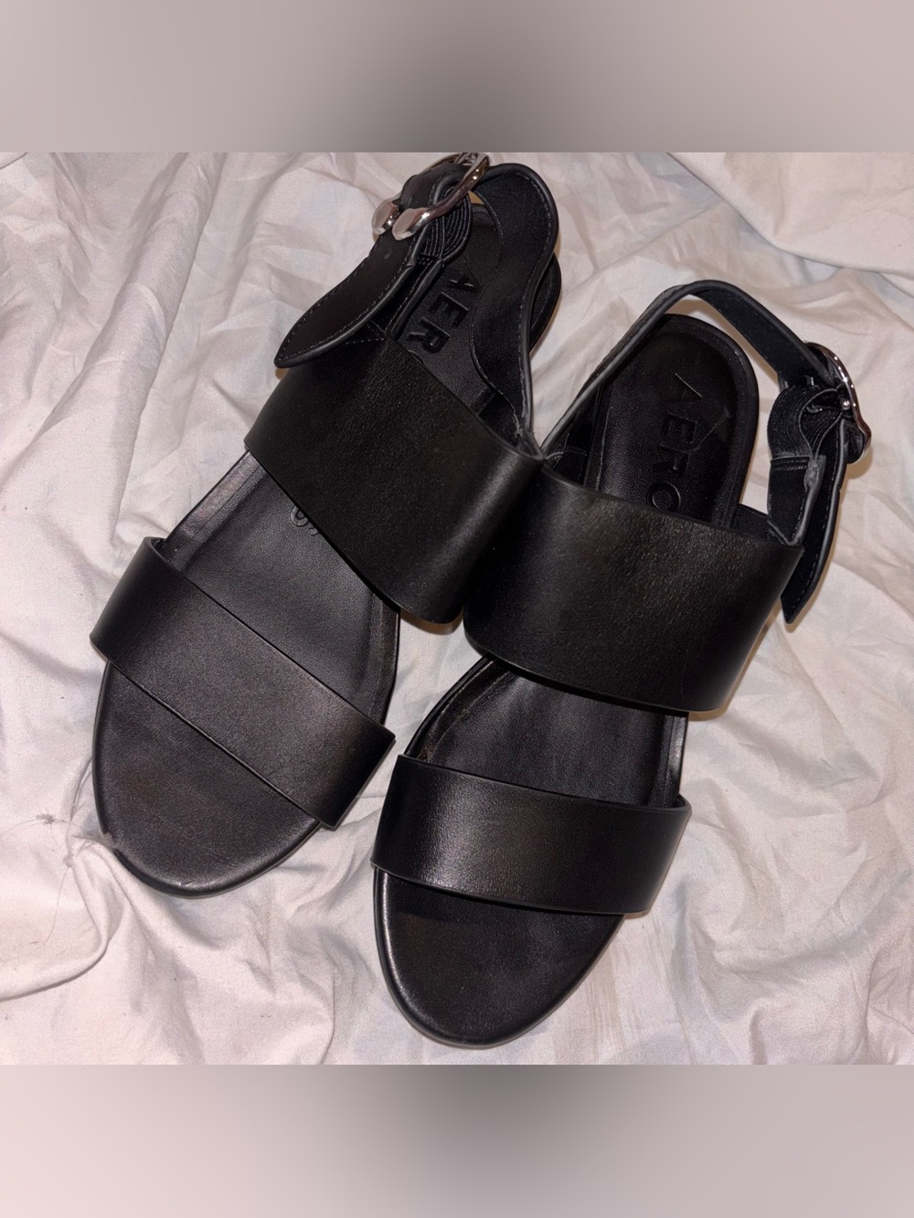 Women's Black Two‑Band Slingback Sandals with Buckle
